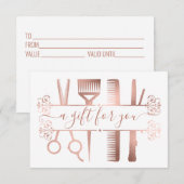 Cadeaubon Digitale Rose Gouden Schaarfolie Kaart (Voorkant / Achterkant)