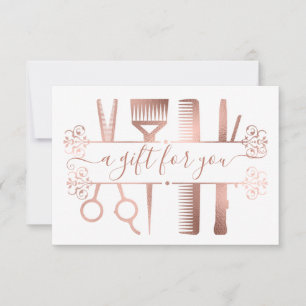 Cadeaubon Digitale Rose Gouden Schaarfolie Kaart