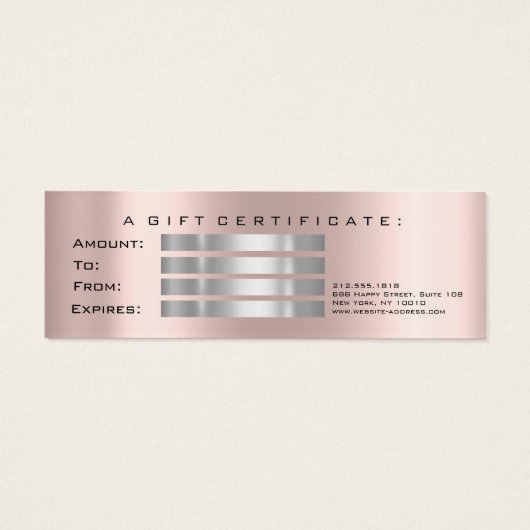 Cadeaubon Drips Sparkly Grey Make-up Small Mini Visitekaartjes (Achterkant)