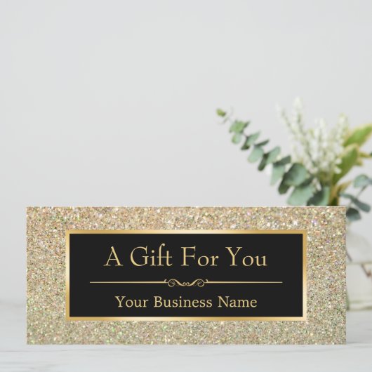 Cadeaubon Fashionable Gold Glitter Sparkles (Staand voorkant)