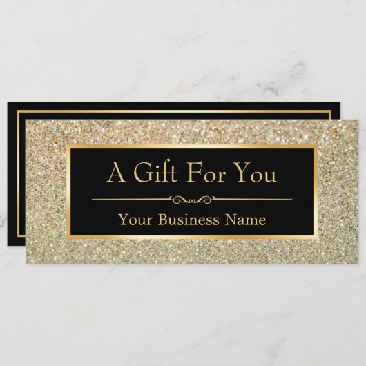 Cadeaubon Fashionable Gold Glitter Sparkles (Voorkant / Achterkant)