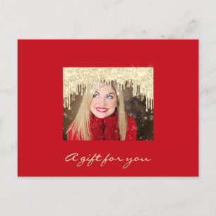 Cadeaubon Golden Drids Feestdagen Red Modern Briefkaart