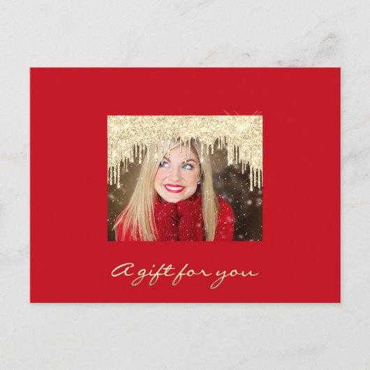 Cadeaubon Golden Drids Feestdagen Red Modern Briefkaart (Voorkant)