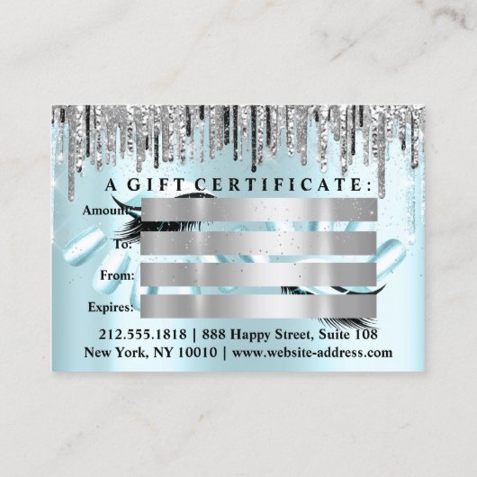 Cadeaubon Haarstylist Nagels Blauw Zilver Visitekaartje (Achterkant)