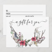 Cadeaubon Kerst Boho Hoorns Bloemig (Voorkant / Achterkant)