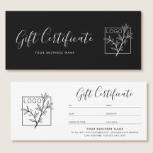 Cadeaubon Logo Script Minimalistisch Zwart