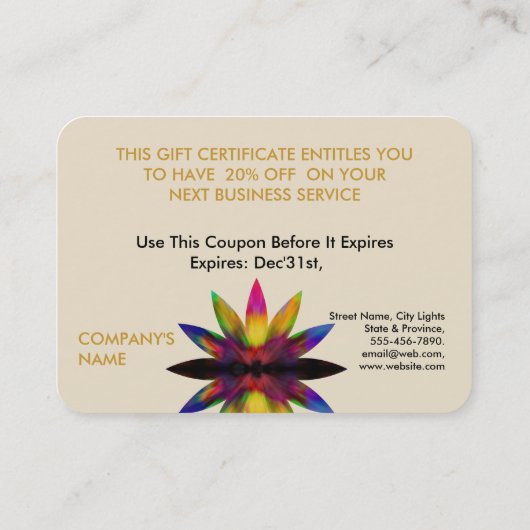 Cadeaubon Lotus Flower Yoga Healing Health Visitekaartje (Achterkant)