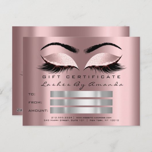 Cadeaubon Makeup Lash Microblading Briefkaart (Voorkant / Achterkant)