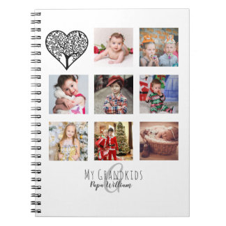 Cadeaubon met familiefotocollage voor trotse opa notitieboek
