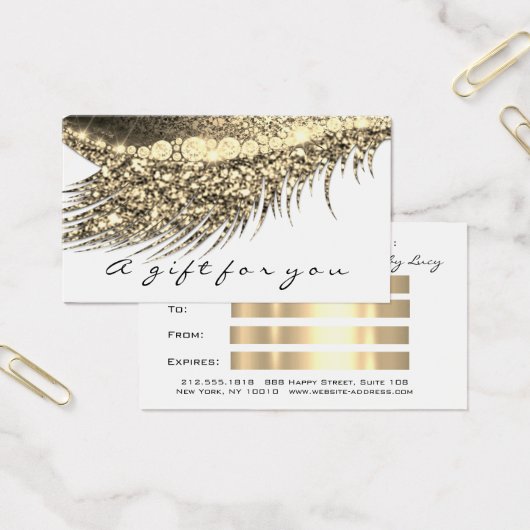 Cadeaubon Metallic Gold Lash White Makeup Visitekaartje (Kantoor)
