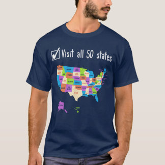 Cadeaubon om alle 50 staten te bezoeken USA emmerl T-shirt