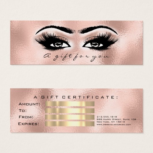 Cadeaubon Roos Gold Lashes Mini Visitekaartjes (Voorkant /achterkant)