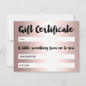 Cadeaubon roos goud hallo script metallisch (Achterkant)