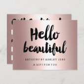 Cadeaubon roos goud hallo script metallisch (Voorkant / Achterkant)