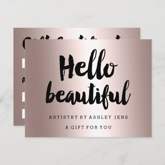 Cadeaubon roos goud hallo script metallisch (Voorkant / Achterkant)