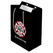 Cadeaubon voor aangepaste brandweer medium cadeauzakje (Achterkant Gekanteld)