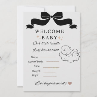 Cadeaubon voor babyshower, welkom baby jongen kaart