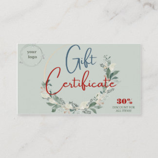 Cadeaubon voor bedrijven visitekaartje