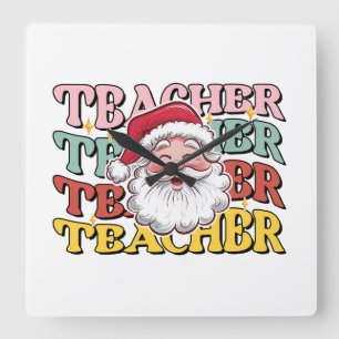 Cadeaubon voor docent Kerstman Docent Vierkante Klok