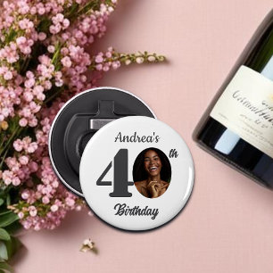 Cadeaubon voor foto op 40e verjaardagsfeestje button flesopener