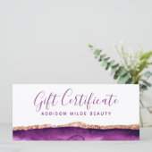 Cadeaubon voor Paarse en goudWaterverf (Staand voorkant)