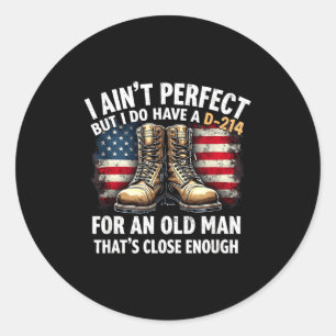 Cadeaubon voor veteranen Ik ben niet perfect maar  Ronde Sticker