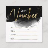 Cadeaubon voor zwart en goud, aangepast, modern vierkante visitekaartje (Voorkant)