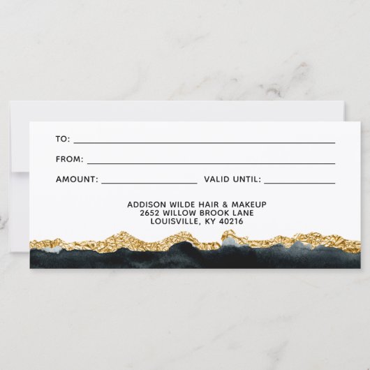 Cadeaubon voor zwarte en goudWaterverf (Achterkant)