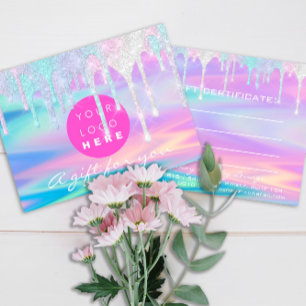 Cadeaubonholograaf Unicorn roze Logo Briefkaart