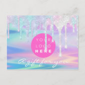 Cadeaubonholograaf Unicorn roze Logo Briefkaart (Voorkant)