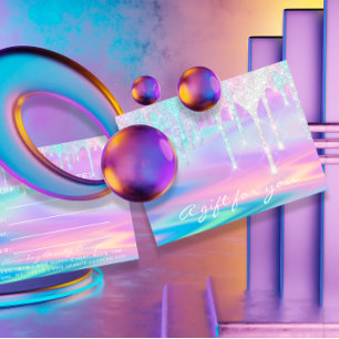 Cadeaubonholograaf Unicorn roze Zeemeermin Briefkaart