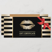 Cadeaubonnen | Goud Lips Modern Stripes Salon (Voorkant / Achterkant)