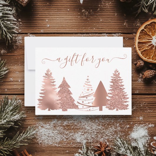 Cadeaubonnen kerstbomen Roos Gold Kaart