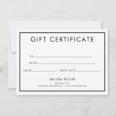 Cadeaubonnen minimalistisch notitiekaartje (Achterkant)