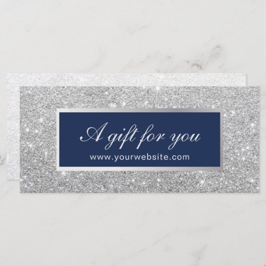 Cadeaubonnen | Navy Blue en Silver Glitter (Voorkant / Achterkant)