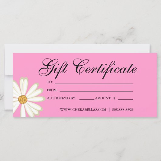 Cadeaubonnen Salon Daisy Flower roze (Voorkant)