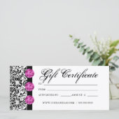 Cadeaubonnen Salon Spa Pink Damask Jewelry (Staand voorkant)