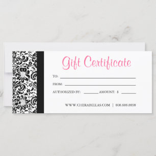 Cadeaubonnen Salon Spa Pink Damask Lijst