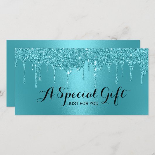 Cadeaubonnen voor Teal Glitter Drips Salon & Spa (Voorkant / Achterkant)