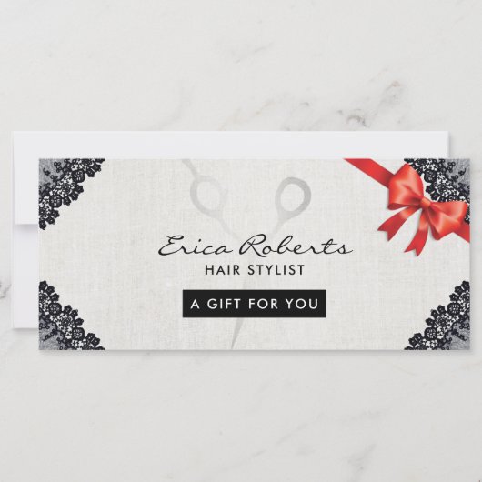 Cadeaubonnen | zwarte lactaat-haarsalon (Voorkant)