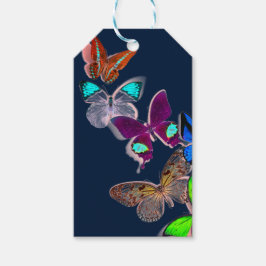 CadeauBUTTERFLIES VOOR Label IN DARK BLUE Cadeaulabel