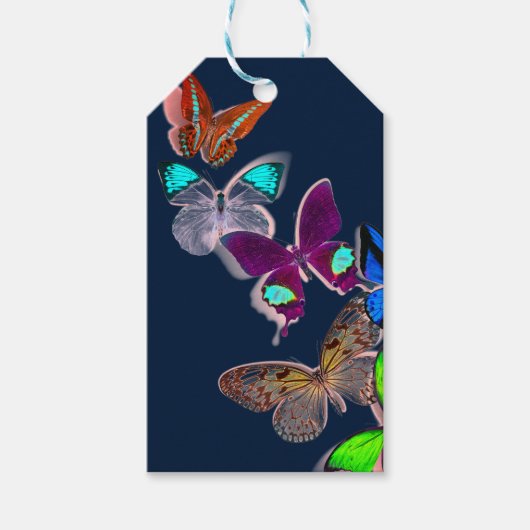 CadeauBUTTERFLIES VOOR Label IN DARK BLUE Cadeaulabel (Voorkant)