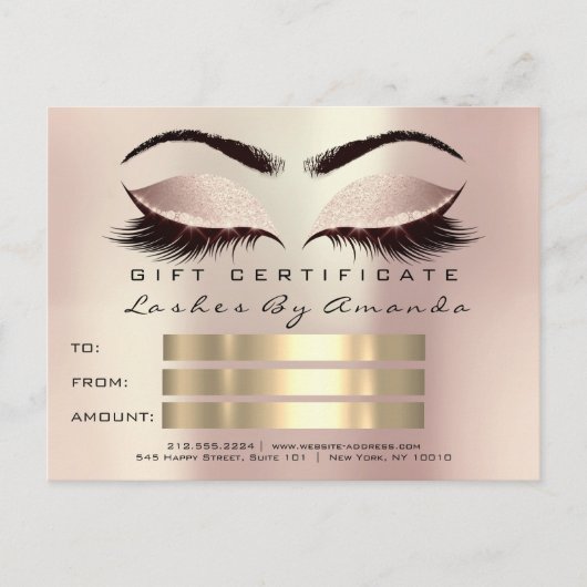 Cadeaucertificaat Microblading Cosmetoloog Lashes Briefkaart (Voorkant)