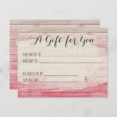 Cadeaucertificaat Rustisch hout Blush Pink Shabby (Voorkant / Achterkant)