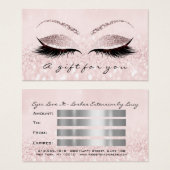 Cadeaucertificaat Silver Pink Lash Extension Makeu Visitekaartje (Voorkant /achterkant)