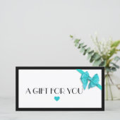 Cadeaucertificaat voor logo met zwart en Turquoise (Staand voorkant)