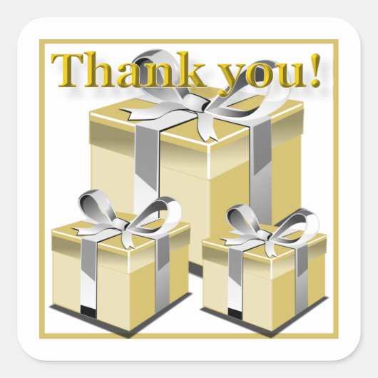 Cadeaudoos Dank u Vierkante Sticker (Voorkant)