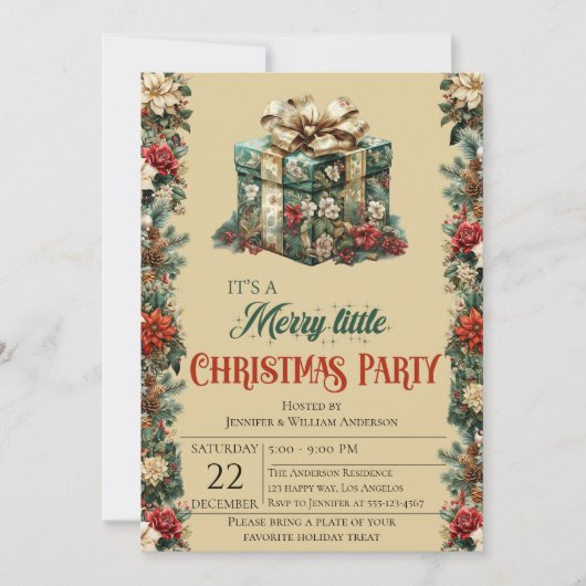 Cadeaudoos Kerstfeest Uitnodiging (Voorkant)