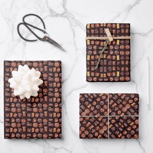 Cadeaudoos met chocolade inpakpapier vel (Voorkant)