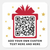 Cadeaudoos met faux gouden sterren QR-code Kerstmi Vierkante Sticker (Voorkant)